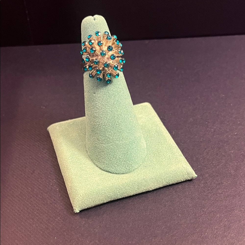 Starburst Blue Crystal Cluster Ring